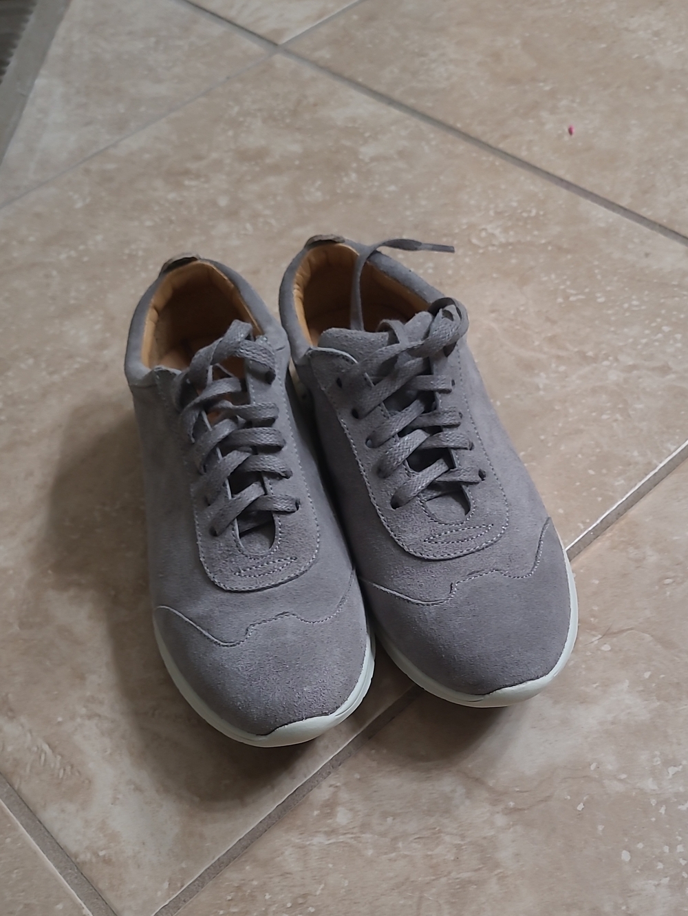Women's Gray Peter Millar Suede Casual Lace-Up Sneakers